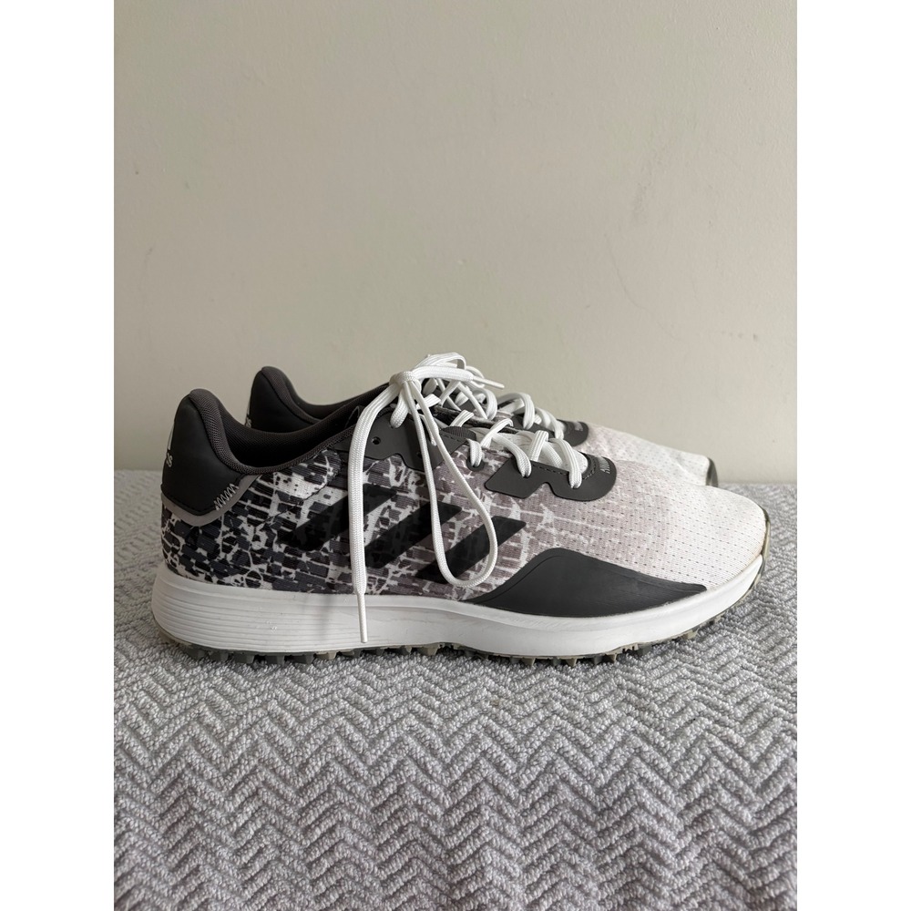 Adidas Tech Response 2.0 Golf Shoes Mens 12 White Black Grey Spiked EG4683
